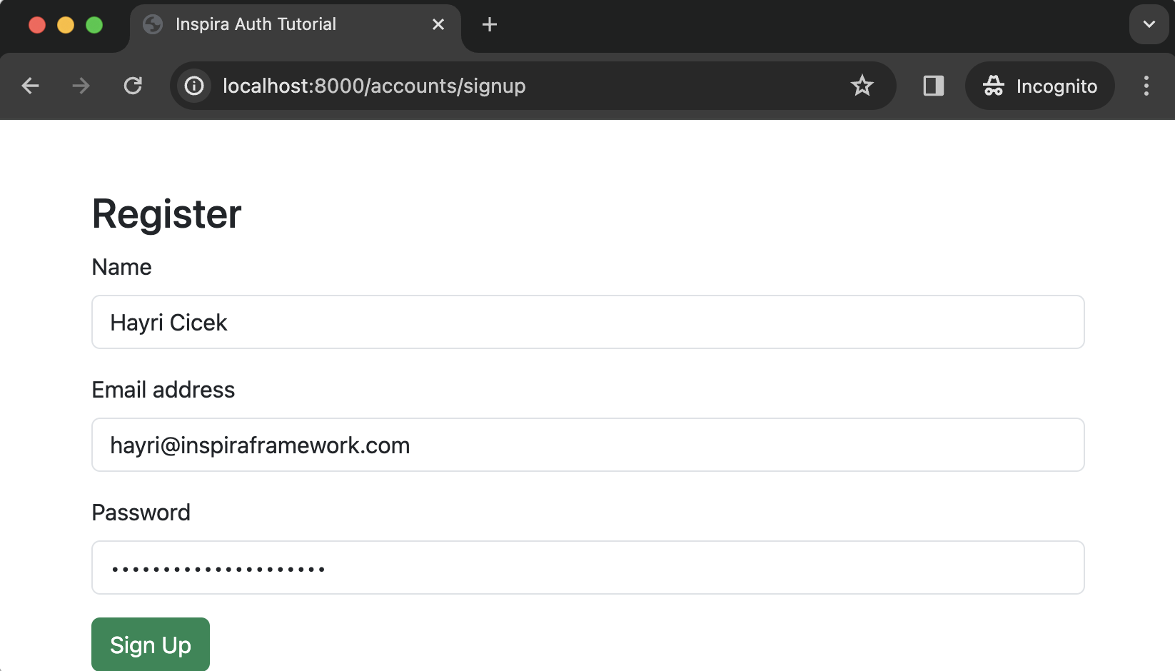 Inspira Auth Signup