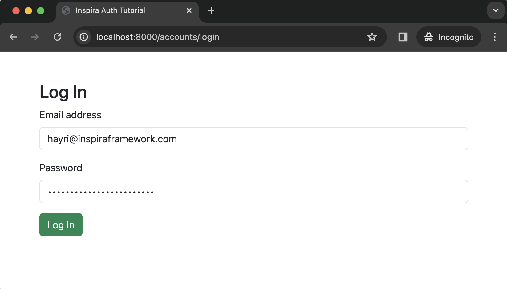 Inspira Auth Login Form