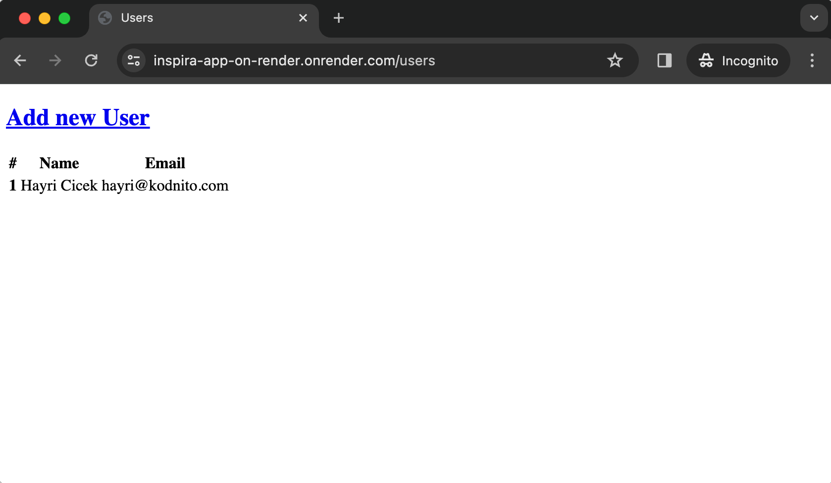 Inspira app running on Render