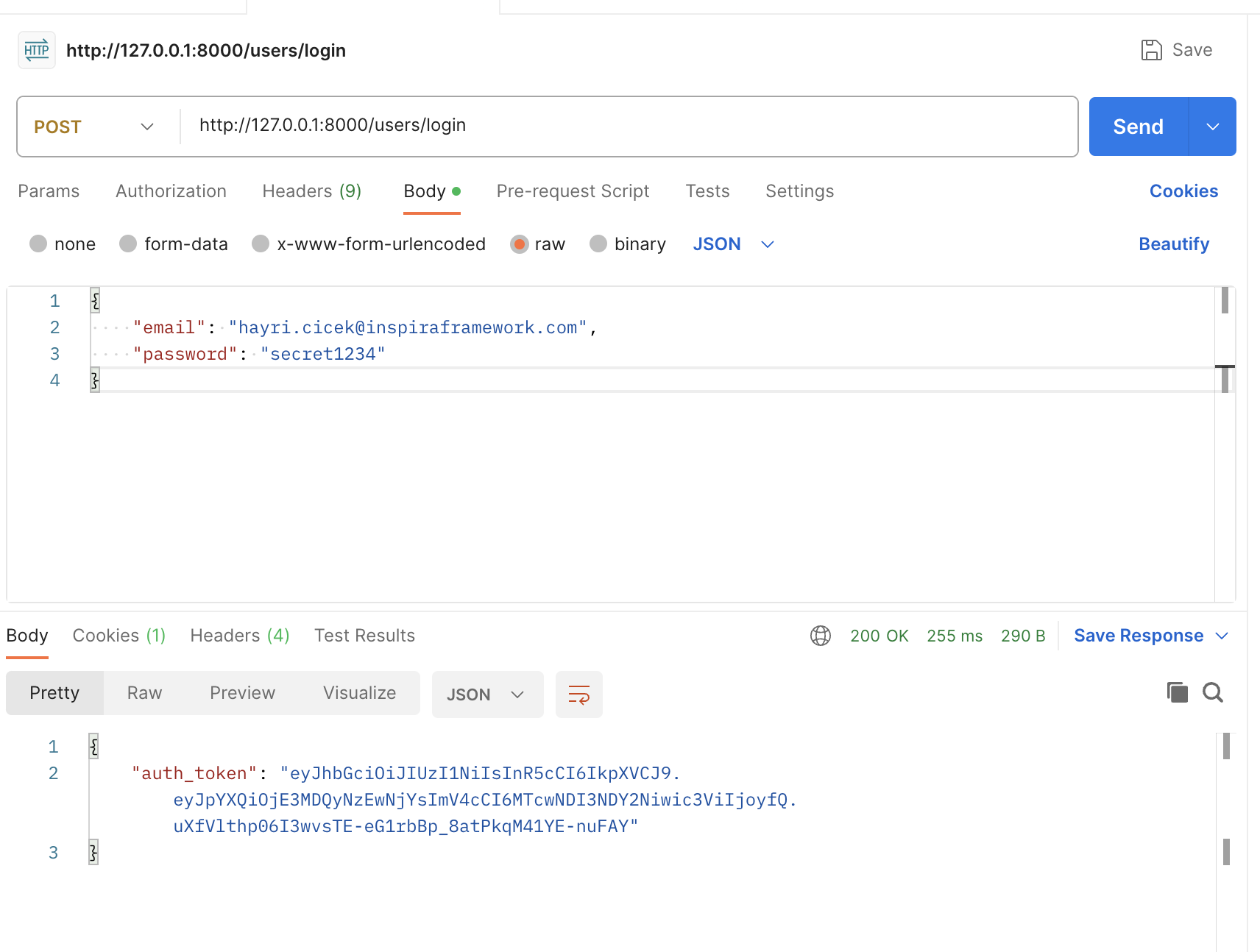 Postman create user
